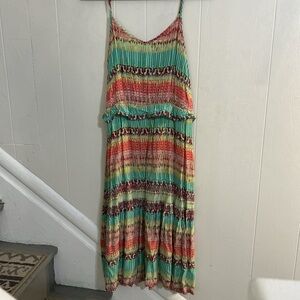 Mossimo colorful maxi dress w/ boho vibe - Size L - tie dye geometric pattern